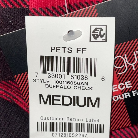 IDEOLOGY Pet Hoodie, buffalo Plaid, red black, Medium - Picture 6 of 6